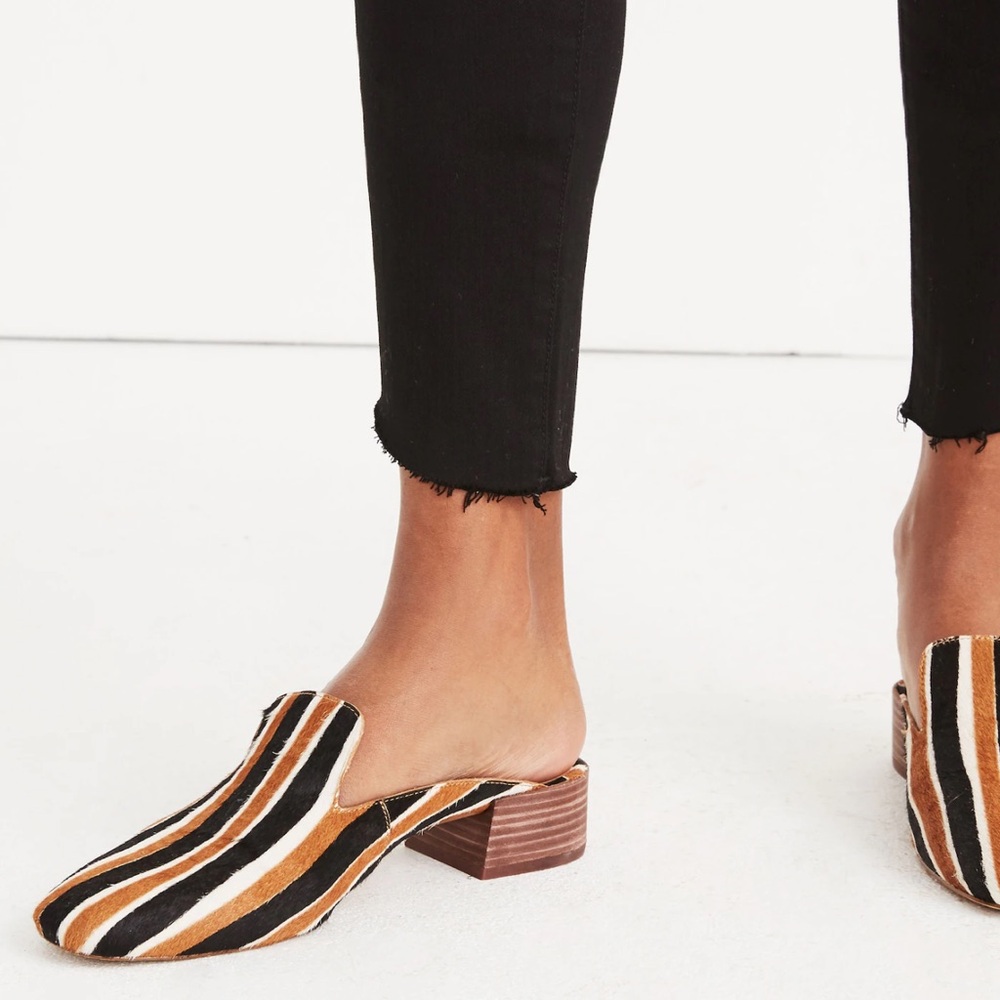 Madewell stripped calf hair mule
